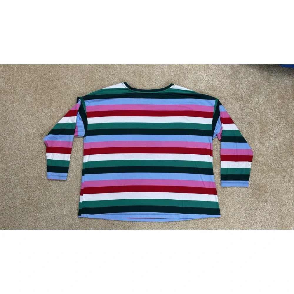 2-Piece Cotton Knit Striped Long Sleeve Pajama Set XL